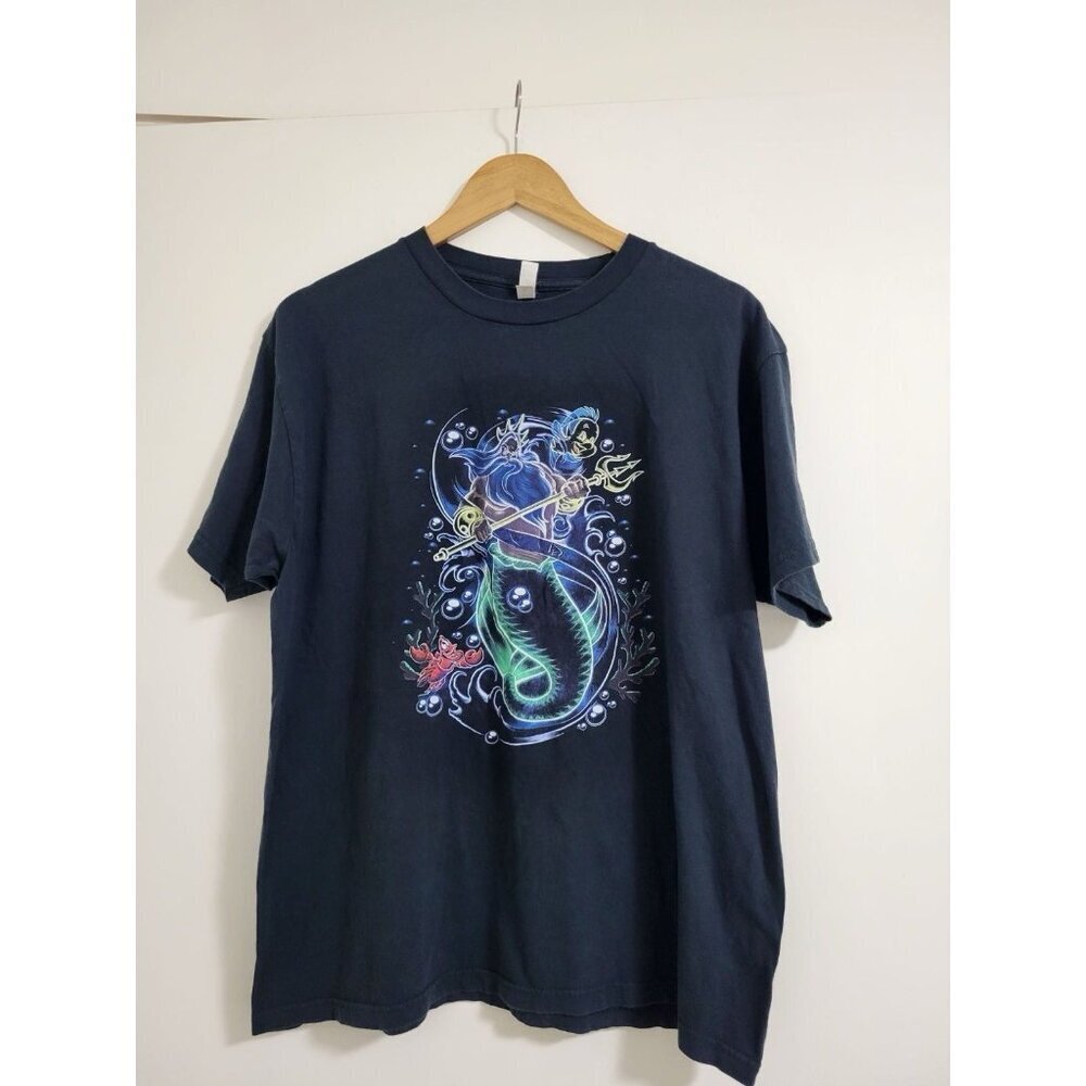 Disney Little Mermaid King Triton Shirt Men's L Zuni Sebastian Flounder Black